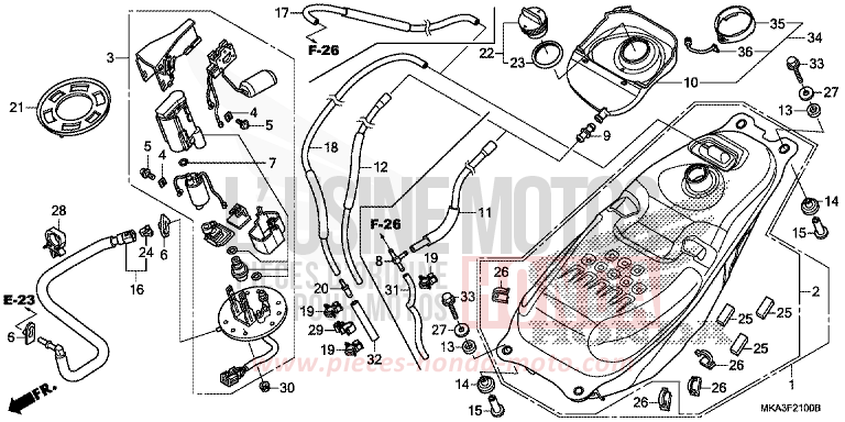 RESERVOIR A CARBURANT/POMPE A CARBURANT von NC750X DCT GLINT WAVE BLUE METALLIC (B197) von 2016
